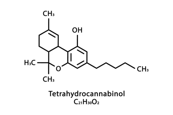 Estructura molecular del tetrahidrocannabinol. Tetrahidrocannabinol fórmula química esquelética. Ilustración de vectores de fórmula molecular química — Vector de stock