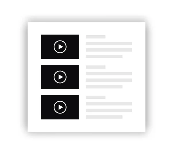 Conjunto de reproductor de vídeo y comentario de texto para la página web popular. Elemento web para redes sociales. plantilla de reproductor de vídeo — Vector de stock