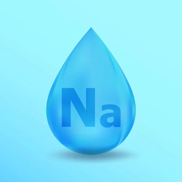 Réaliste Minérale goutte Na Sodium design. Design nutritionnel bleu pour la publicité beauté, cosmétique, santé. Na Sodium Design minéral — Image vectorielle