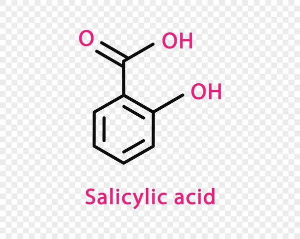 Formule chimique de l'acide salicylique. Formule chimique structurale de l'acide salicylique isolée sur fond transparent. — Image vectorielle