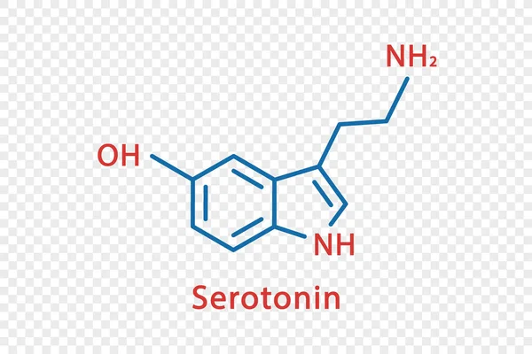 Serotonine chemische formule. Serotonine structurele chemische formule geïsoleerd op transparante achtergrond. — Stockvector
