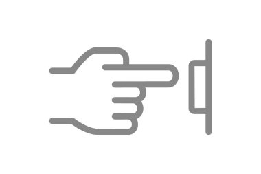 Kapı zili simgesini çal. El kapı zili sembolüne basar