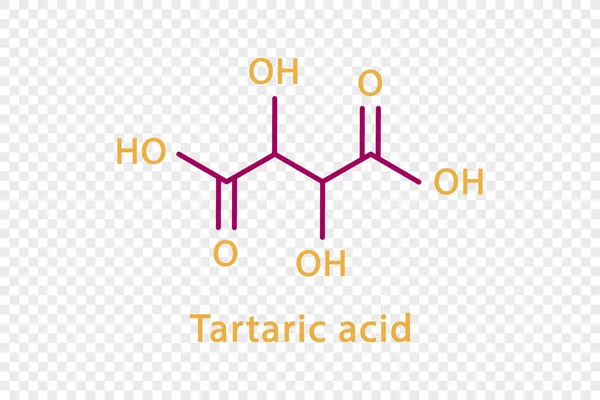 Formule chimique de l'acide tartrique. Formule chimique structurale de l'acide tartrique isolée sur fond transparent. — Image vectorielle