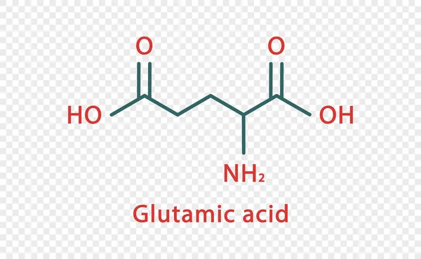 Formule chimique de l'acide glutamique. Formule chimique structurale de l'acide glutamique isolée sur fond transparent. — Image vectorielle