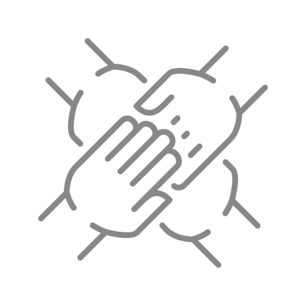 Teamwork line icon. Team work, support, solidarity, unity symbol — Vettoriale Stock