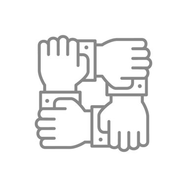 İşbirliği çizgisi simgesi. Takım çalışması, dayanışma sembolü