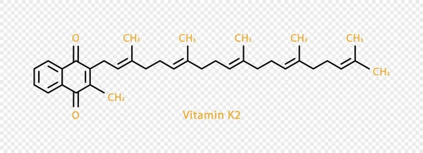 Vitamin K2 chemical formula. Vitamin K2 structural chemical formula isolated on transparent background. – Stock-vektor