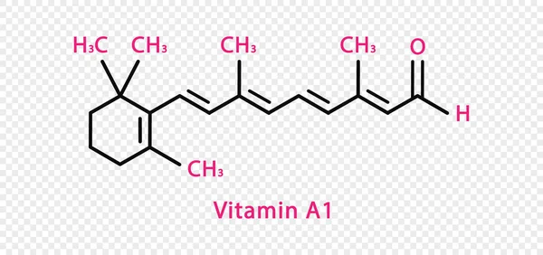 Vitamin A1 chemical formula. Vitamin A1 structural chemical formula isolated on transparent background. — Wektor stockowy