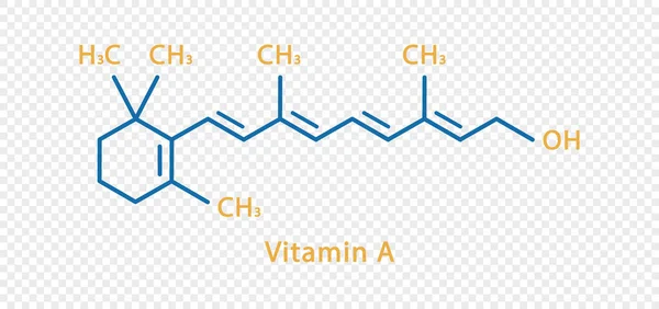 Vitamin A chemical formula. Vitamin A structural chemical formula isolated on transparent background. — ストックベクタ