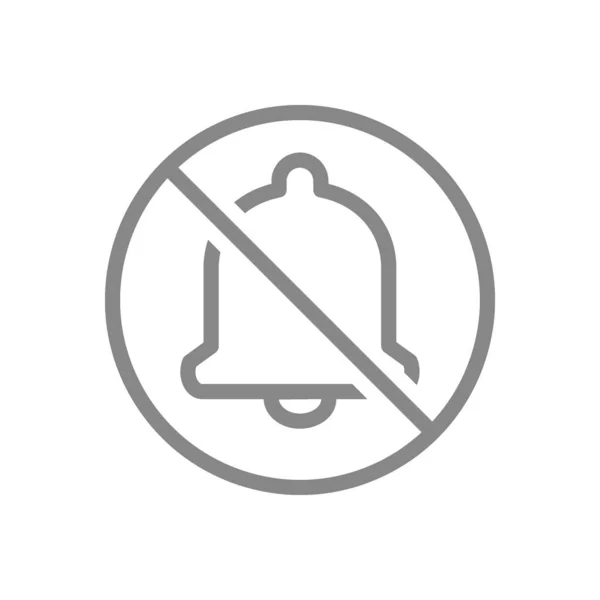 Forbidden sign with notification bell line icon. Inbox message with prohibition sign, no message notification symbol — Vettoriale Stock