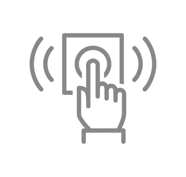 Hand with doorbell line icon. Ring the doorbell symbol — Stockvektor