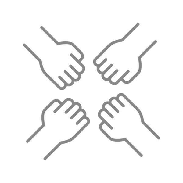 Teamwork line icon. Friendship, group of people symbol — стоковый вектор