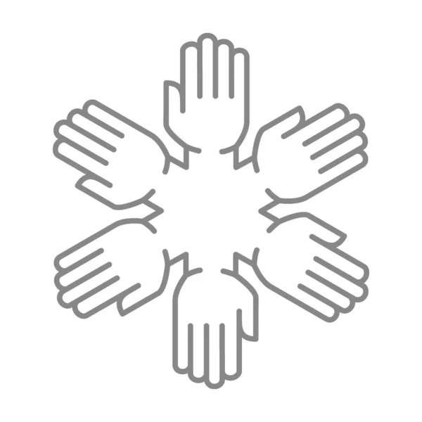Teamwork line icon. Togetherness, support, partnership symbol — Wektor stockowy