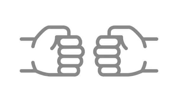 Fist bump line icon. Power five pound symbol — Vector de stock