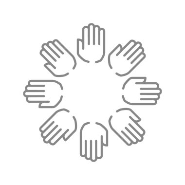 Birlik çizgisi simgesi. İşbirliği, takım çalışması, destek sembolü