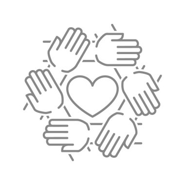 El çizgisi ikonundan oluşan bir kalp. Bağış, dayanışma, birlik sembolü