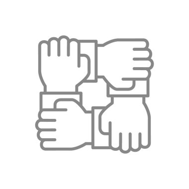 Dört el, takım çalışması simgesi. Birliktelik, dayanışma, birlik sembolü