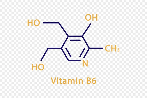 Fórmula química de vitamina B6. Fórmula química estructural de la vitamina B6 aislada sobre fondo transparente. — Archivo Imágenes Vectoriales