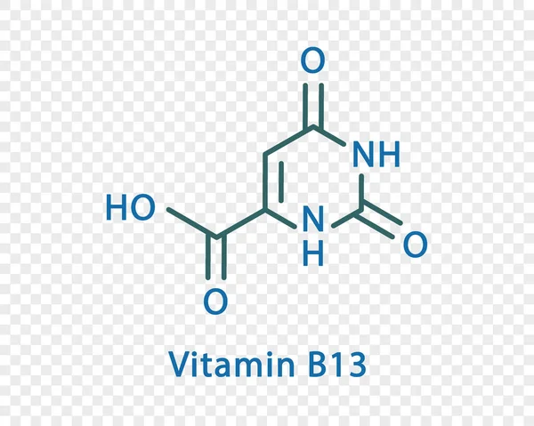 B13 vitamini kimyasal formülü. Şeffaf arkaplanda izole edilmiş B13 vitamini yapısal kimyasal formül. — Stok Vektör