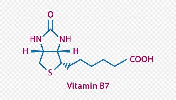 Vitamin B7 chemical formula. Vitamin B7 structural chemical formula isolated on transparent background. — Wektor stockowy
