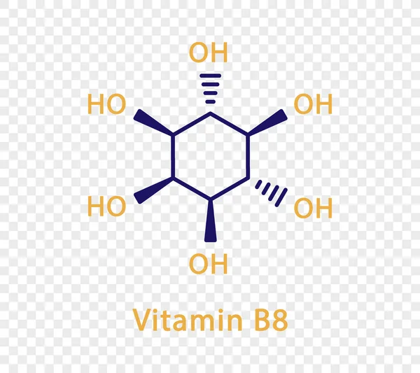 B8 vitamini kimyasal formülü. Şeffaf arkaplanda izole edilmiş B8 vitamini yapısal kimyasal formül. — Stok Vektör