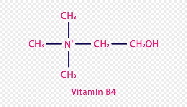 Vitamin B4 chemical formula. Vitamin B4 structural chemical formula isolated on transparent background. — Stockvektor