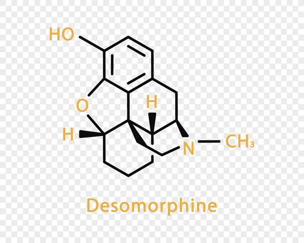 Desomorphine chemical formula. Desomorphine structural chemical formula isolated on transparent background. — Stock Vector