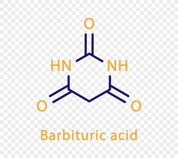 Barbituric acid chemical formula. Barbituric acid structural chemical formula isolated on transparent background. — ストックベクタ