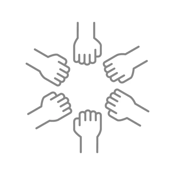 Team spirit line icoon. Teamwork, partnerschap, teambuilding symbool — Stockvector