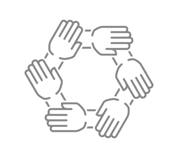 Unity and teamwork line icon. Togetherness, cooperation symbol — Stockvektor