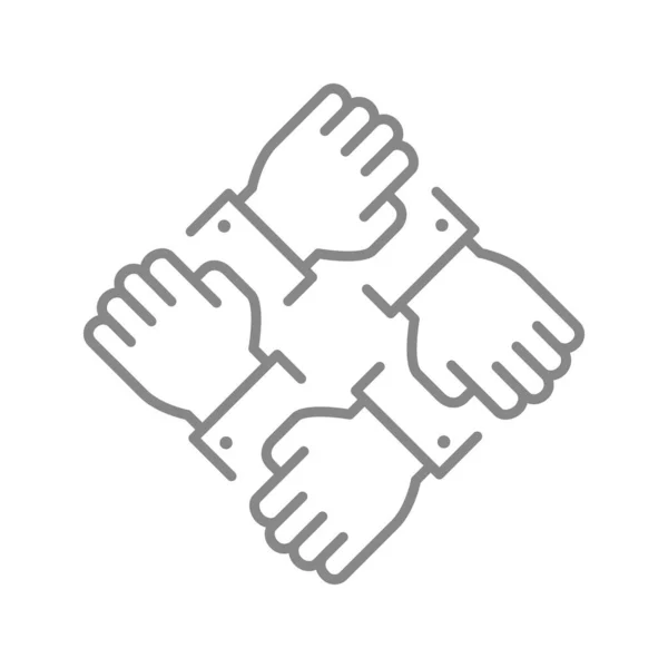 Business team line icon. Unity, international global business symbol — стоковый вектор