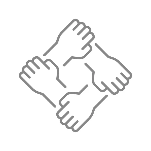 Solidarity line icon. Team work, cooperation symbol — Vector de stock