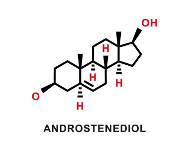 Androstenediol kimyasal formülü. Androstenediol kimyasal moleküler yapısı. Vektör illüstrasyonu