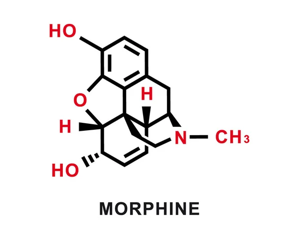 Fórmula química de morfina. Estructura molecular química de morfina. Ilustración vectorial — Archivo Imágenes Vectoriales