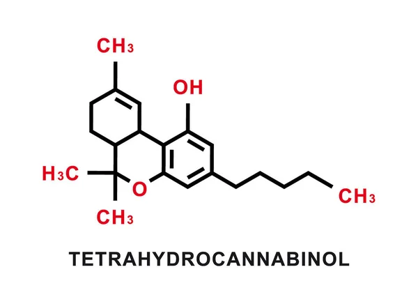 Tetrahydrocannabinol chemical formula. Tetrahydrocannabinol chemical molecular structure. Vector illustration — Vector de stock