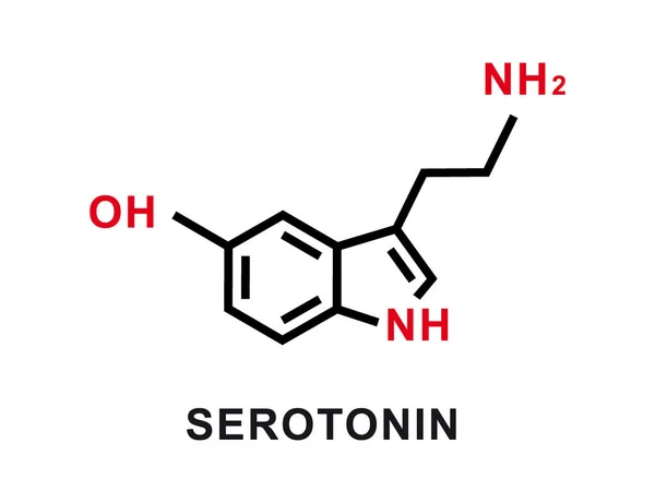 Serotonin chemical formula. Serotonin chemical molecular structure. Vector illustration —  Vetores de Stock