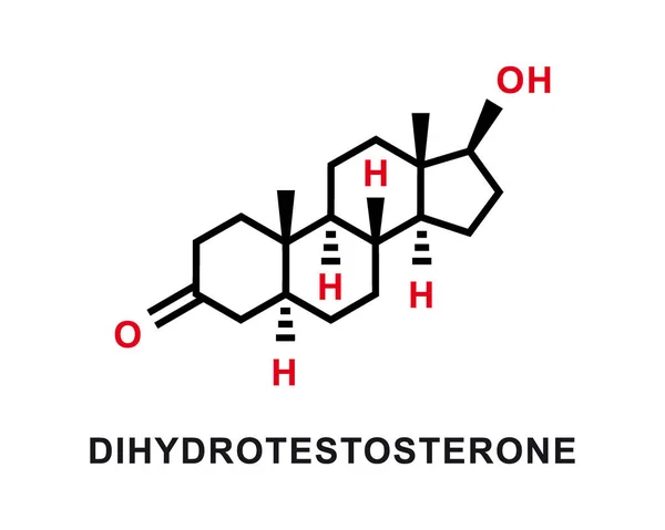 Dihydrotestosteron chemische formule. Dihydrotestosteron chemische moleculaire structuur. Vectorillustratie — Stockvector