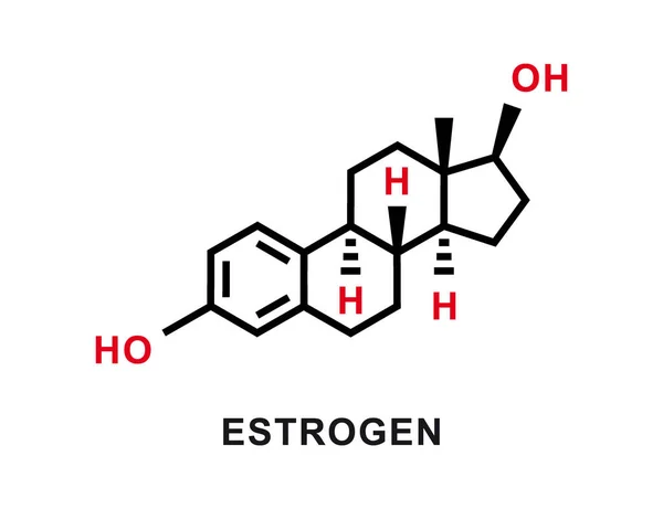 Oestrogeen chemische formule. Oestrogeen chemische moleculaire structuur. Vectorillustratie — Stockvector