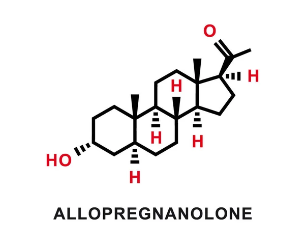 Allopregnanolone chemical formula. Allopregnanolone chemical molecular structure. Vector illustration — Stockvector