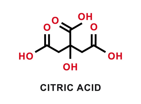Citric acid chemical formula. Citric acid chemical molecular structure. Vector illustration — стоковый вектор