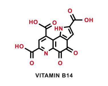 B14 vitamini kimyasal formülü. B14 vitamini kimyasal moleküler yapısı. Vektör illüstrasyonu