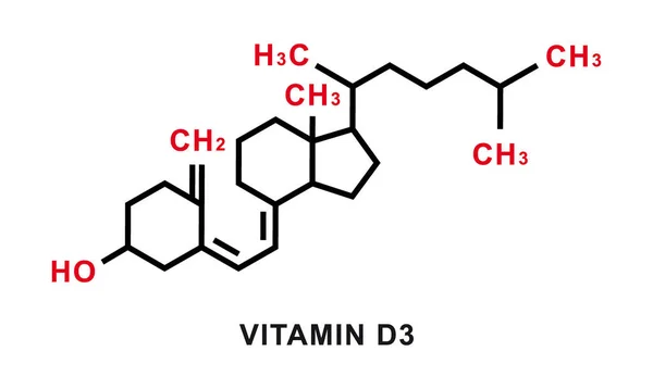 비타민 D3 화학식. 비타민 D3 화학 분자 구조. 벡터 일러스트 — 스톡 벡터
