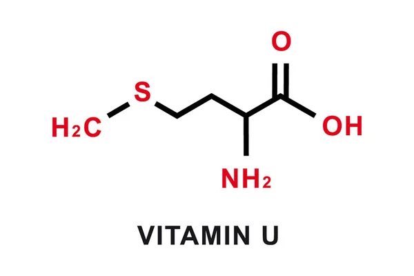 U vitamini kimyasal formülü. U vitamini kimyasal moleküler yapısı. Vektör illüstrasyonu — Stok Vektör