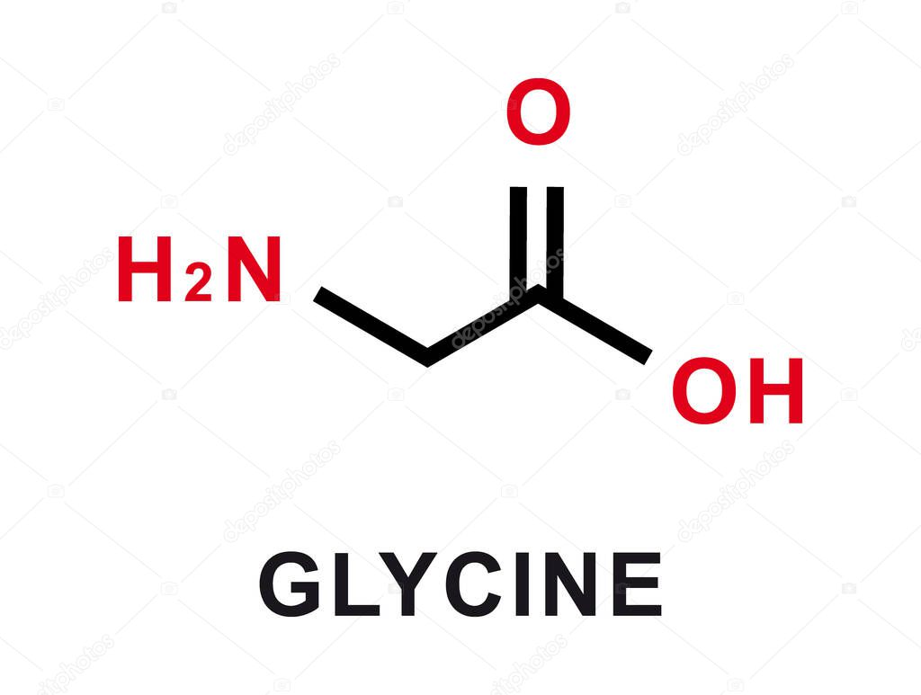 Glycine chemical formula. Glycine chemical molecular structure. Vector illustration