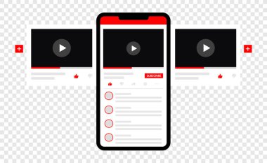 Video oynatıcı atlıkarınca tasarımlı akıllı telefon. Popüler uygulama arayüzü için çokluortam oynatıcı reklamları şablonu. Mobil video atlıkarınca tasarımı.