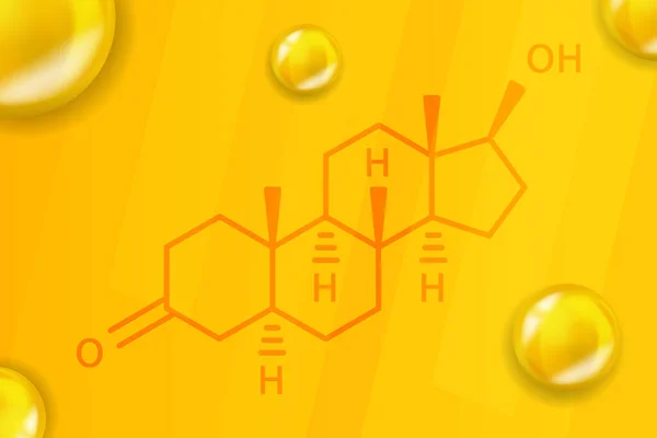 双氢睾酮化学配方。二氢睾酮3D现实化学分子结构 — 图库矢量图片