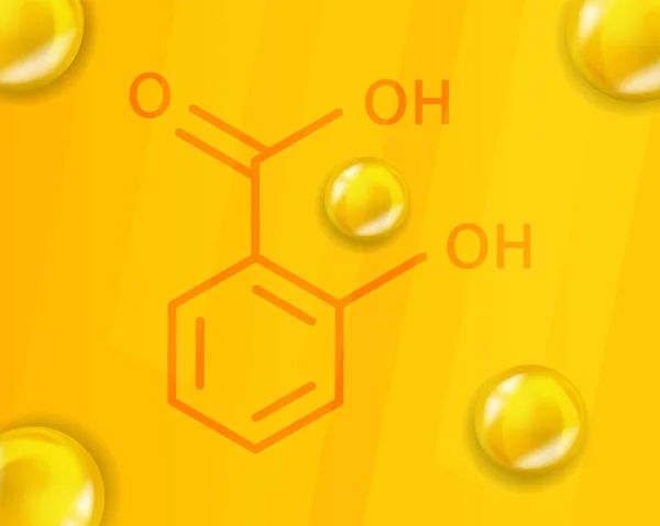 Salicylsäure chemische Formel. Salicylsäure 3D Realistische chemische Molekülstruktur — Stockvektor