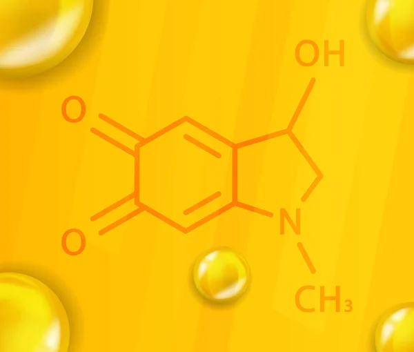 Fórmula química de adrenocromo. Adrenocromo 3D Estructura molecular química realista — Vector de stock