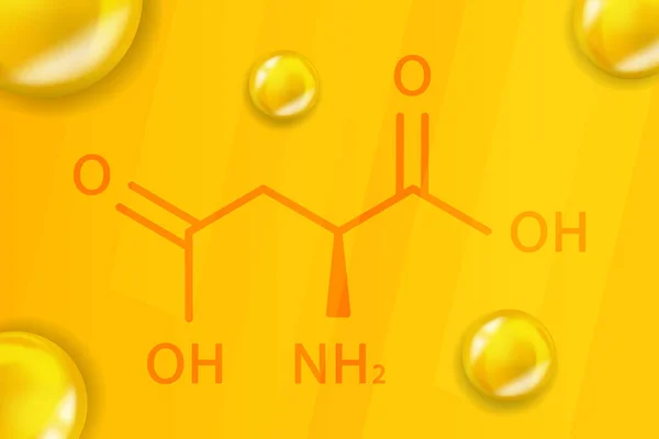 Wzór chemiczny kwasu asparaginowego. Kwas asparaginowy 3D Realistyczna chemiczna struktura molekularna — Wektor stockowy