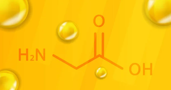甘氨酸化学配方。Glycine 3D现实化学分子结构 — 图库矢量图片